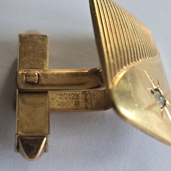 Vintage cuff links gold filled fill cufflinks star celestial clear gems - Picture 4 of 12